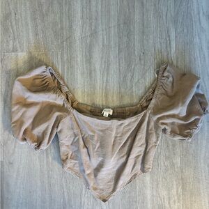 Zara Taupe Puff Sleeve Blouse